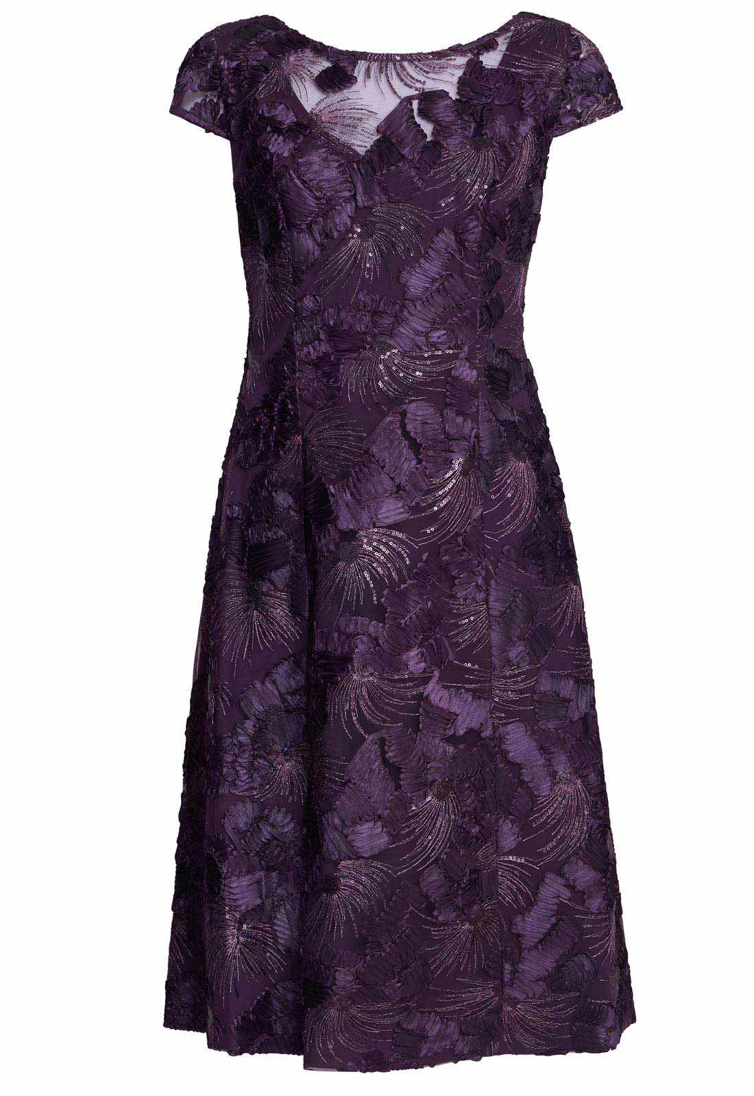 Purple patterned dress on a white background