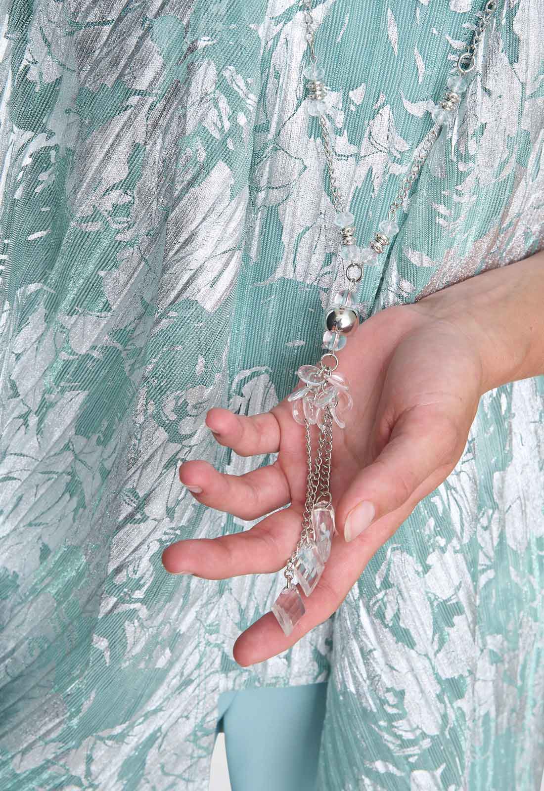 Gina Bacconi Aqua Mabel Three Piece Jacquard Trouser Suit