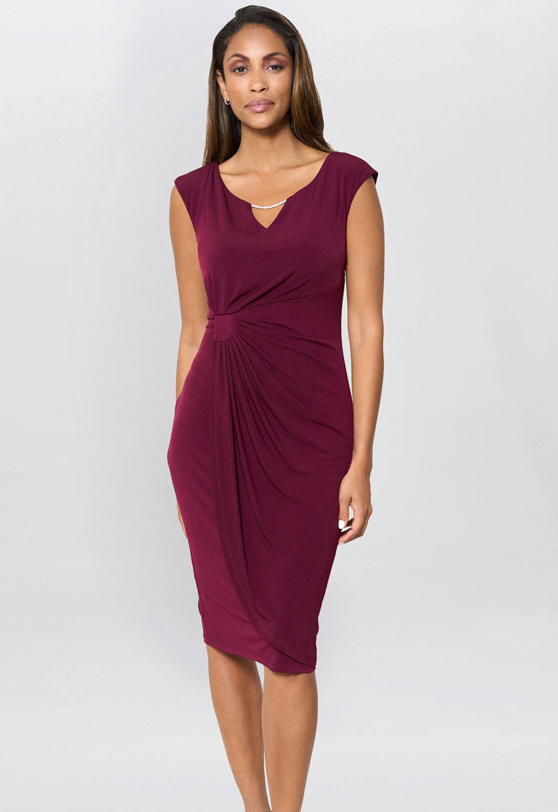 Gina Bacconi Burgundy Helen Wrap Dress