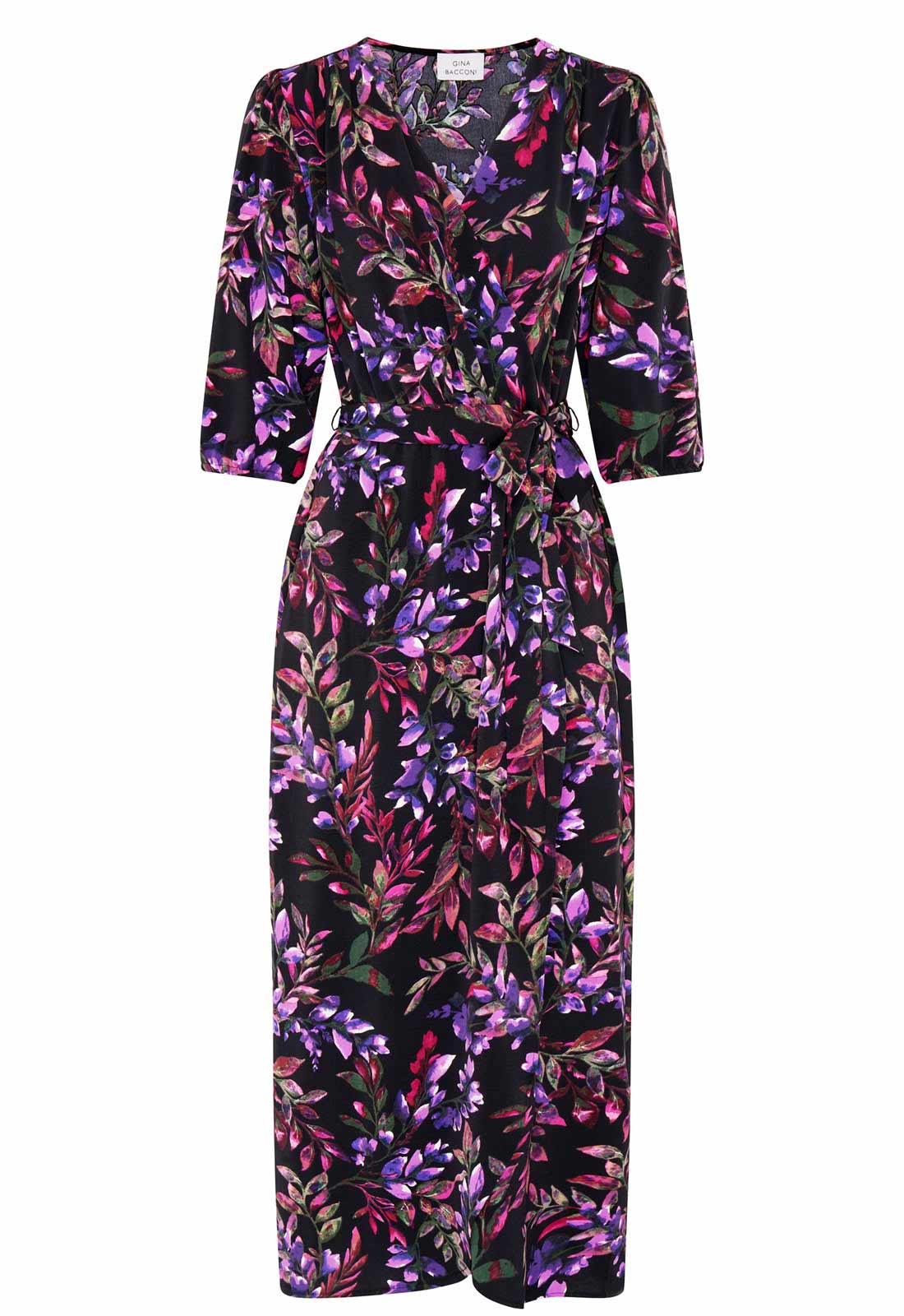 Gina Bacconi Black / Multi Aga Floral Print Dress