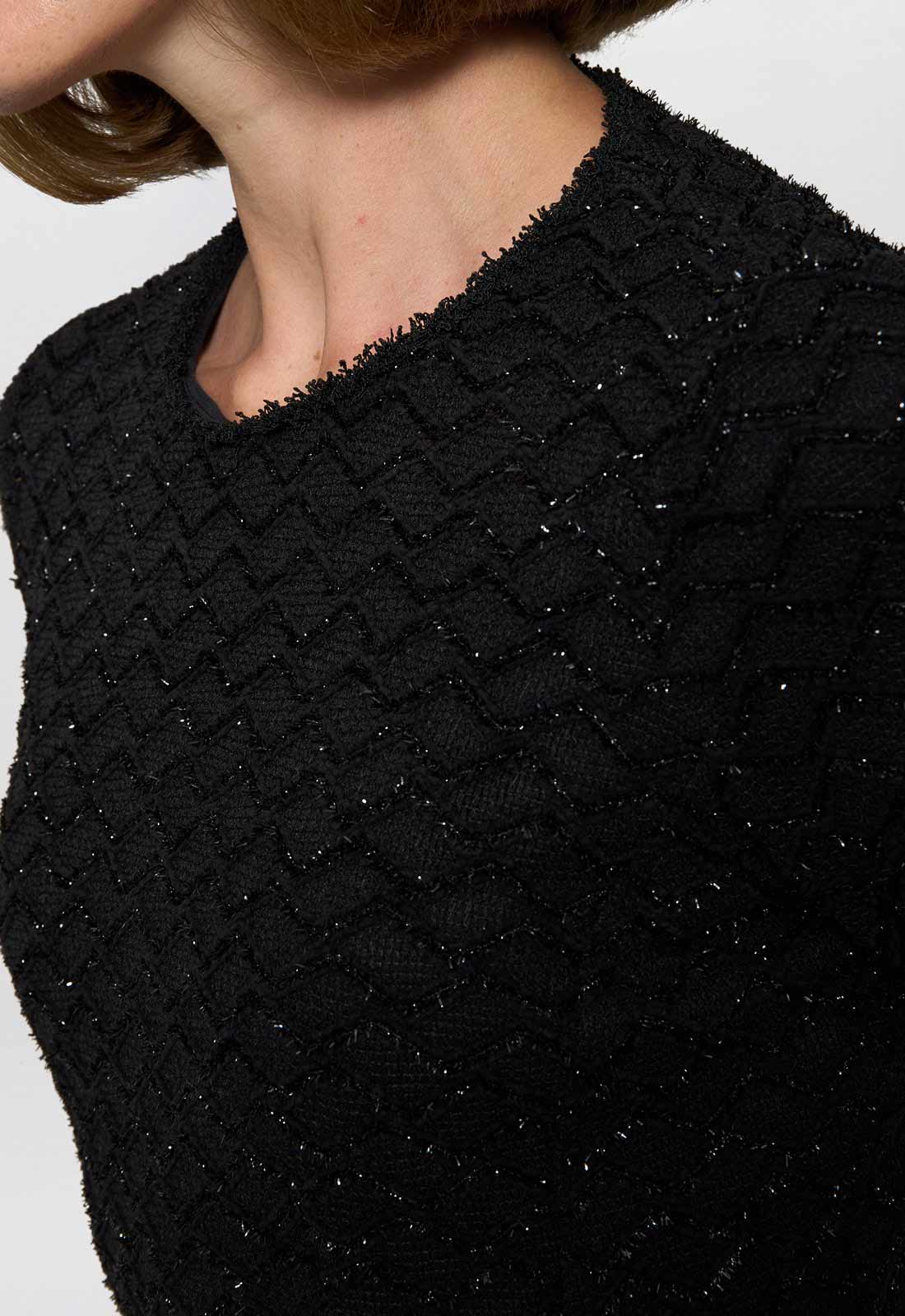 Gina Bacconi Black Charly Textured Fit And Flare Midi Dress