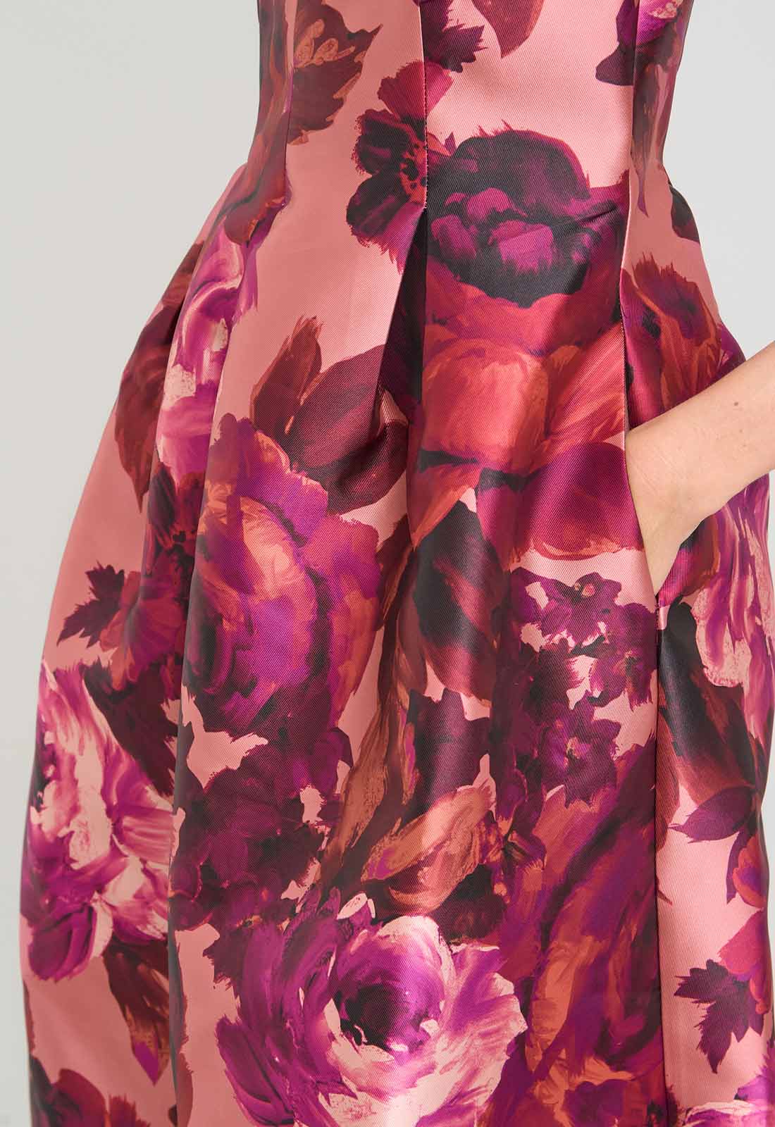 Gina Bacconi Pink Floral Talia Fit & Flare Midi Dress