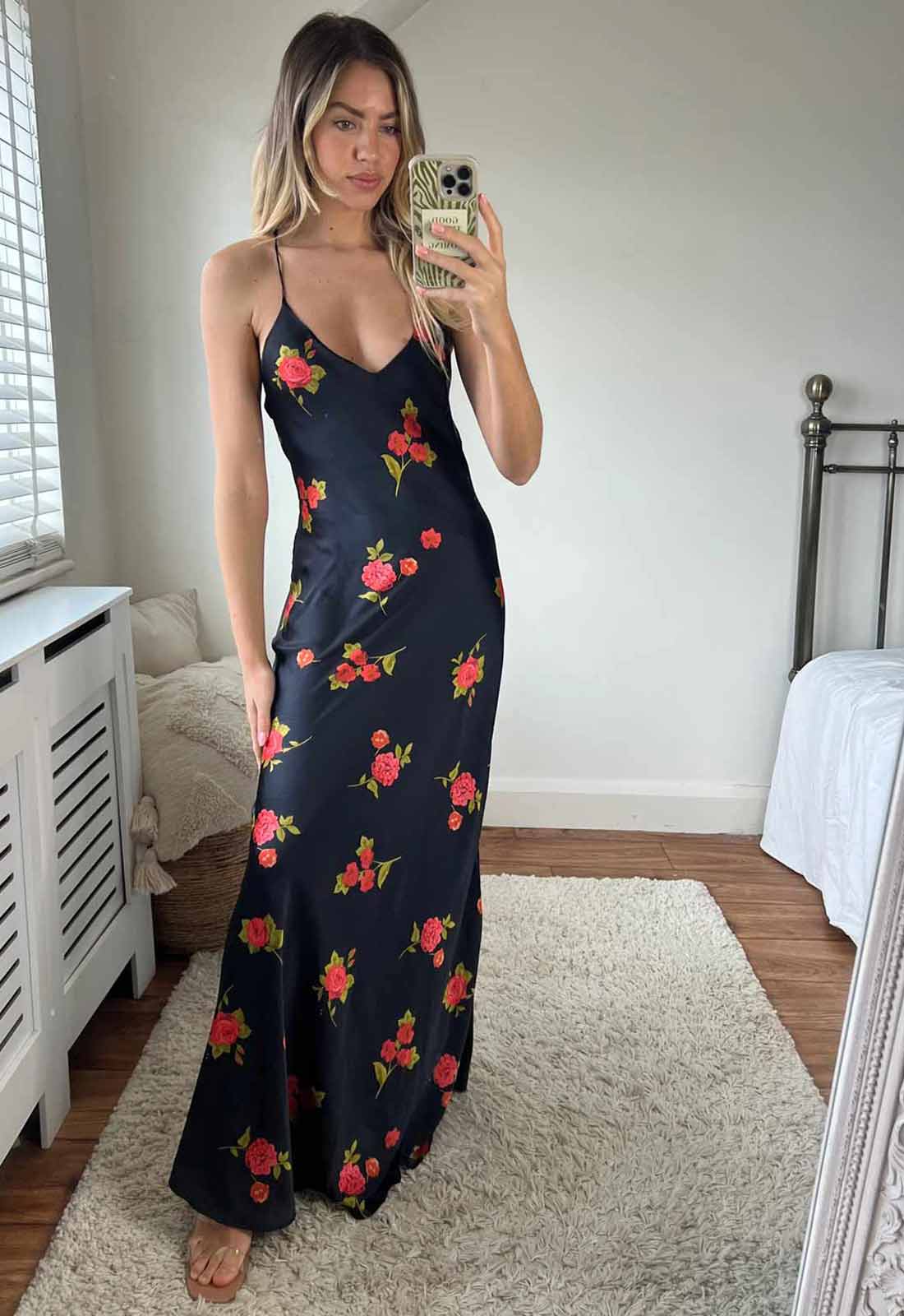 Josh and Nicol Black Zara Satin Maxi Dress