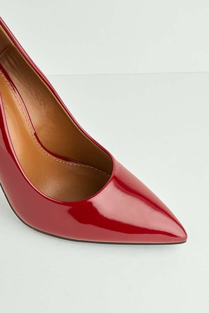 Miss Diva Wine Mila High Stiletto Patent Finish Heel Court Shoe