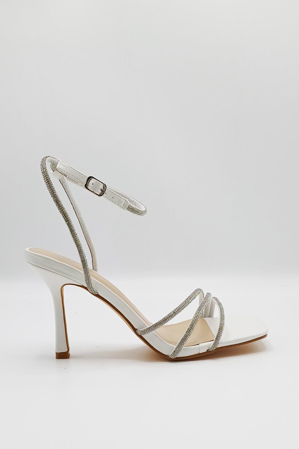 Miss Diva White Camina Diamante Heels