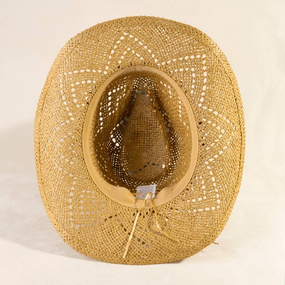 Beaded Strap Straw Cowboy Hat: IV