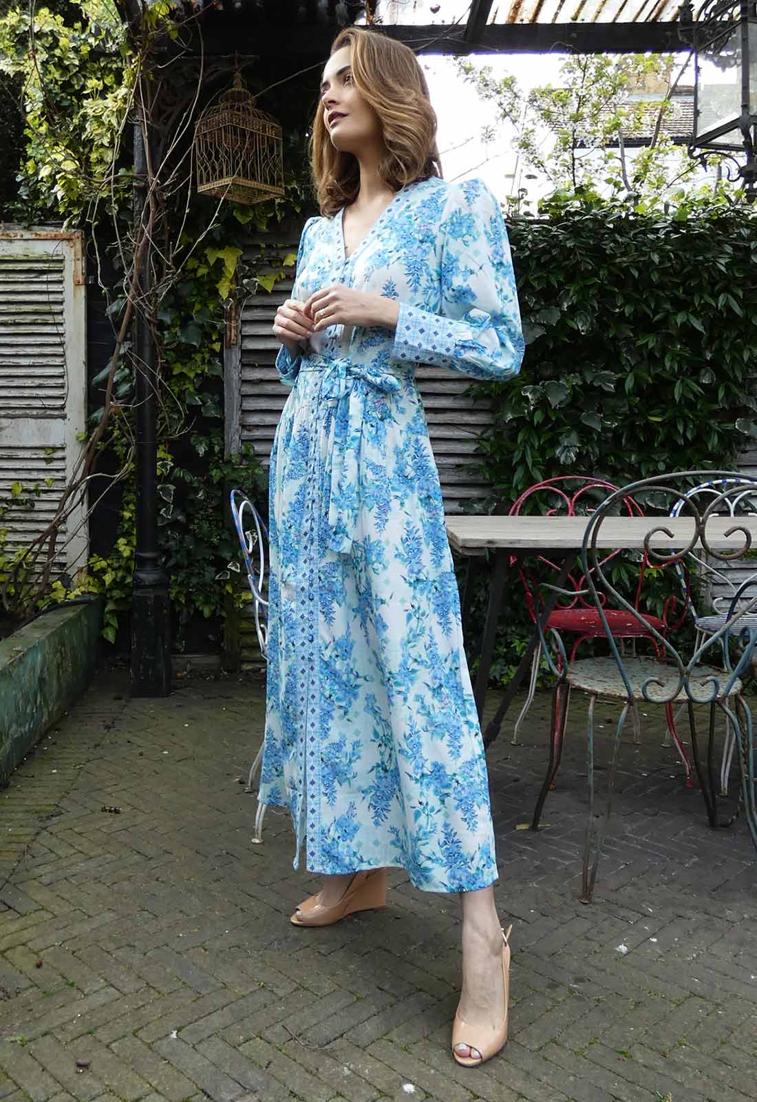 Raishma Studio Blue Aaliyah Floral Maxi Dress-0