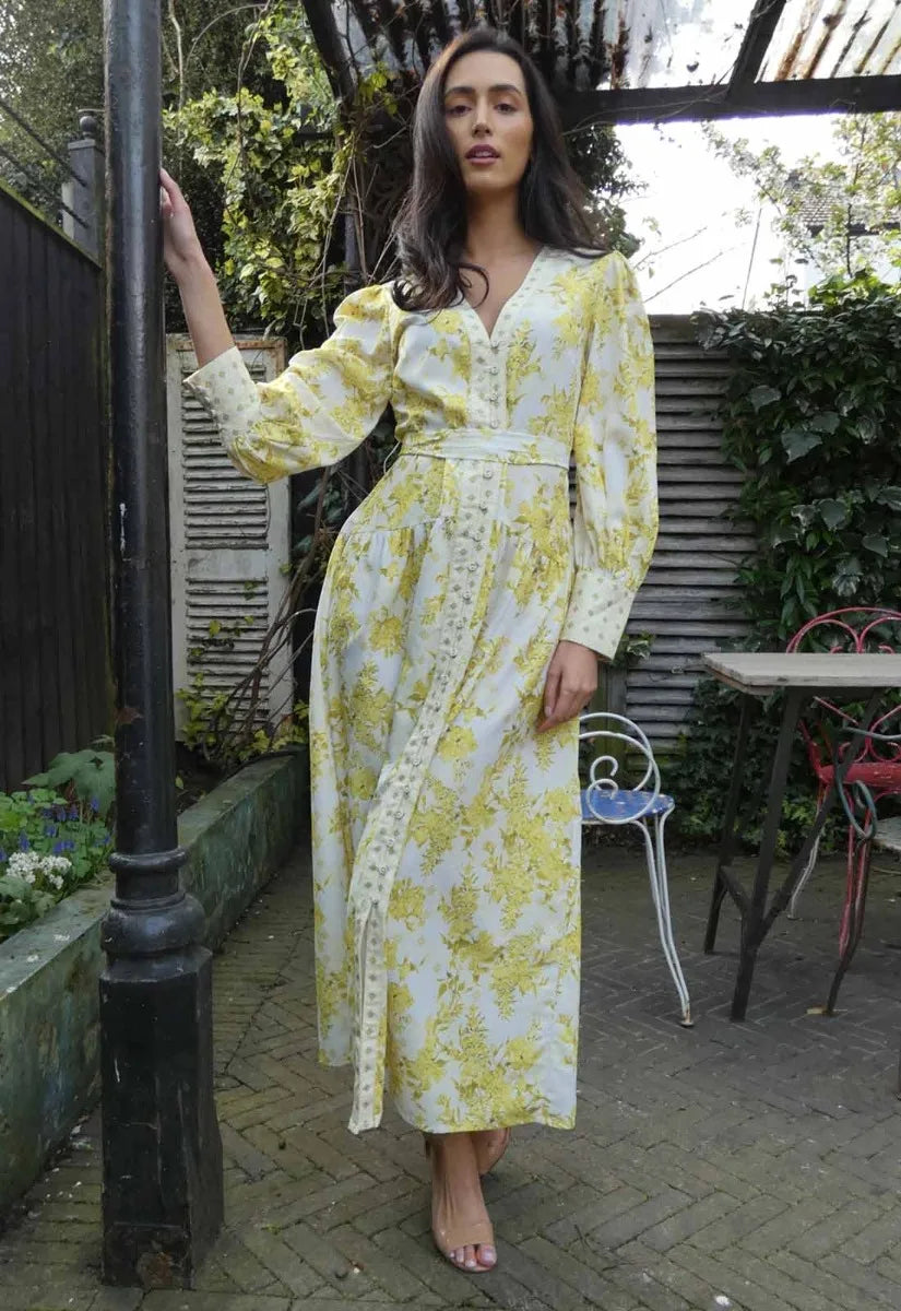 Raishma Studio Yellow Aaliyah Floral Maxi Dress