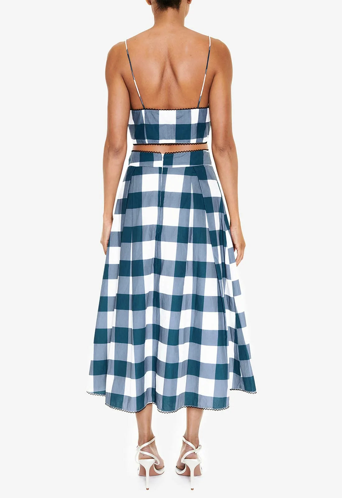True Decadence Blue Check Cropped Top-110539