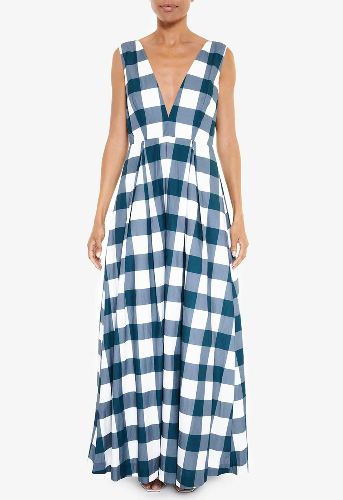 True Decadence Blue Checked Maxi Dress