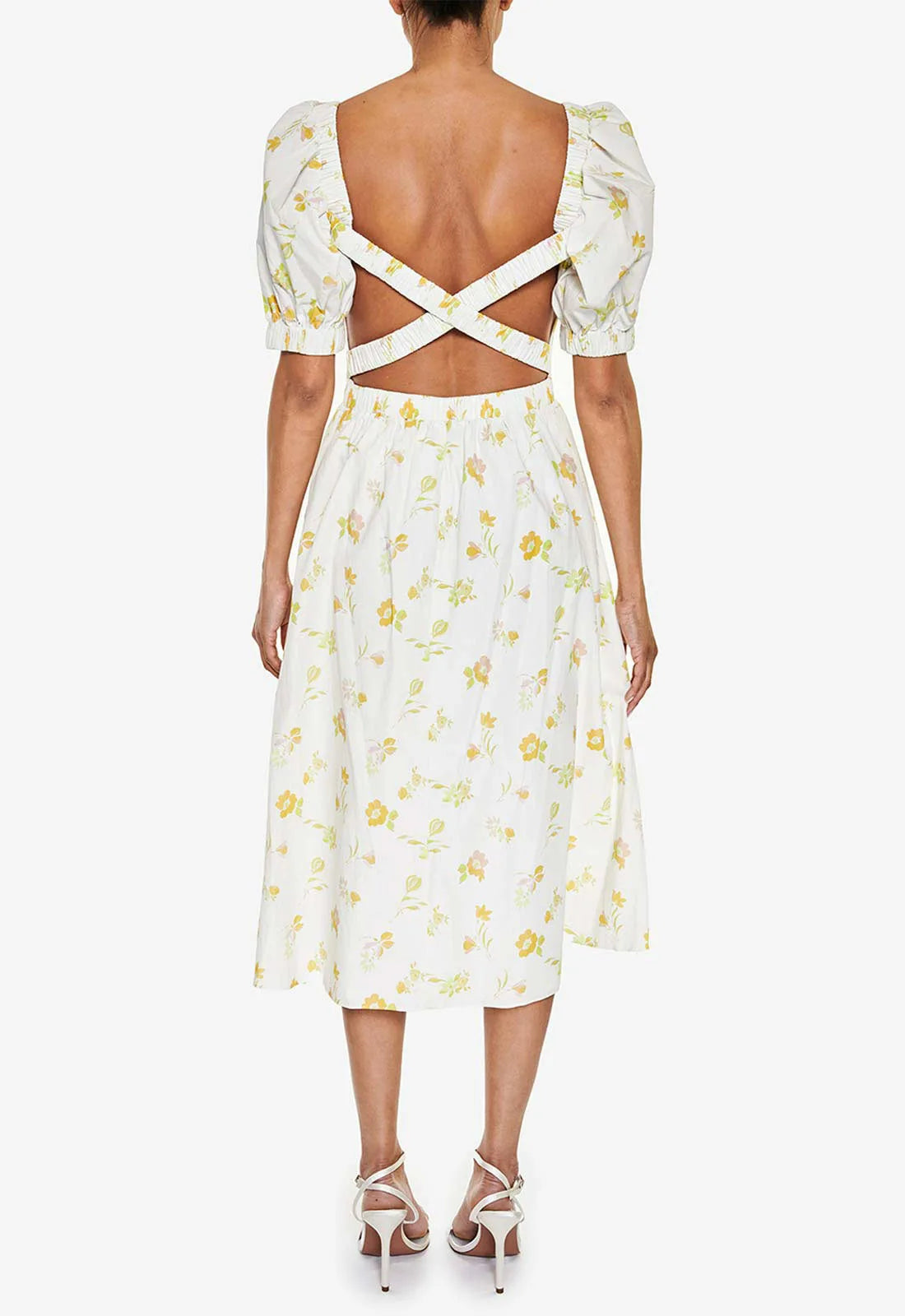 True Decadence Yellow Floral Tea Dress-110760