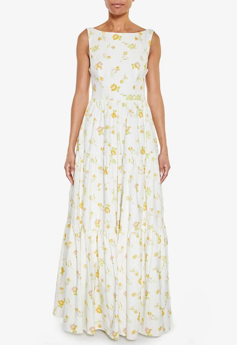 True Decadence Cream Floral Backless Maxi Dress