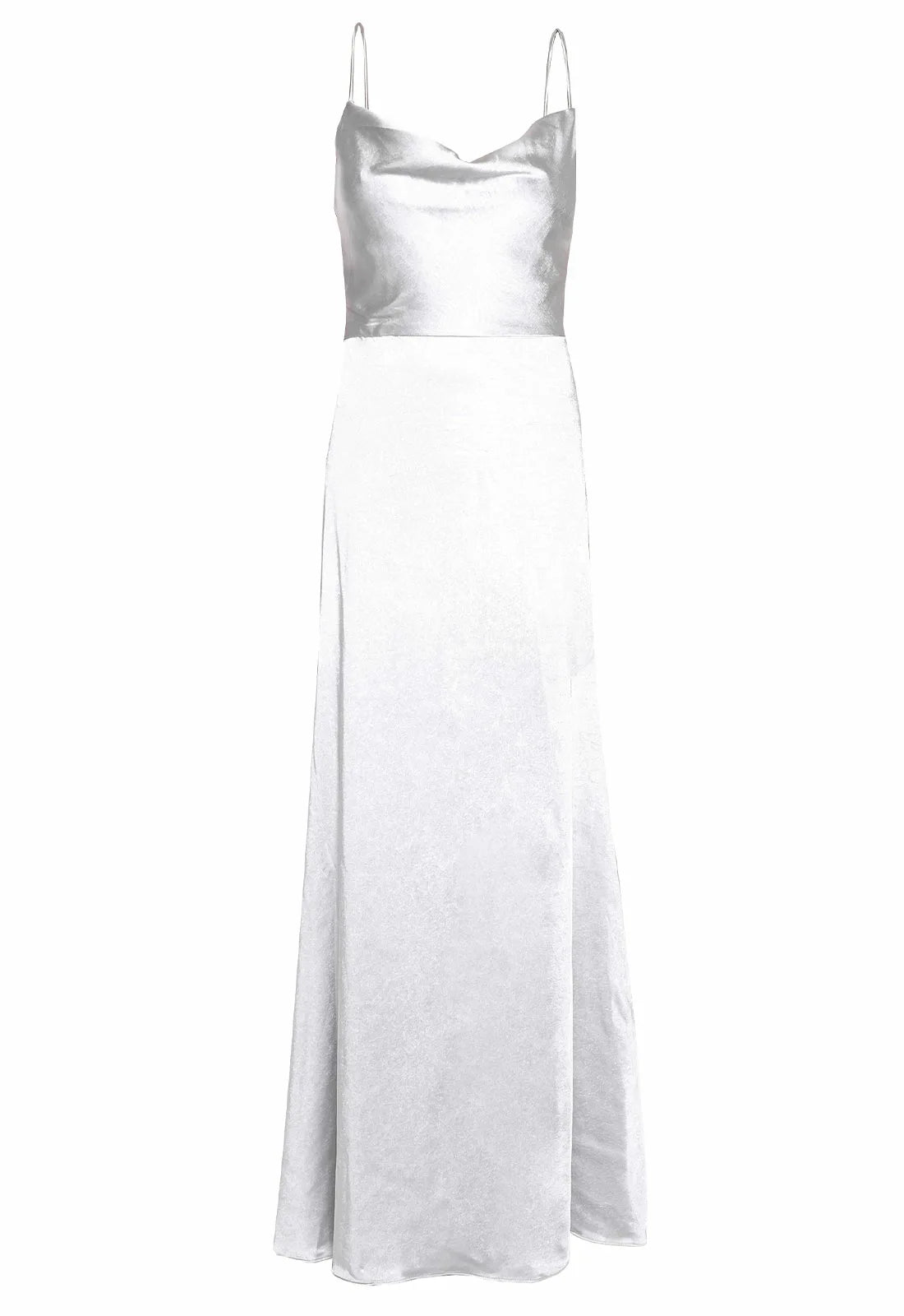 True Decadence Silver Satin Cowl Neck Maxi Dress-109744