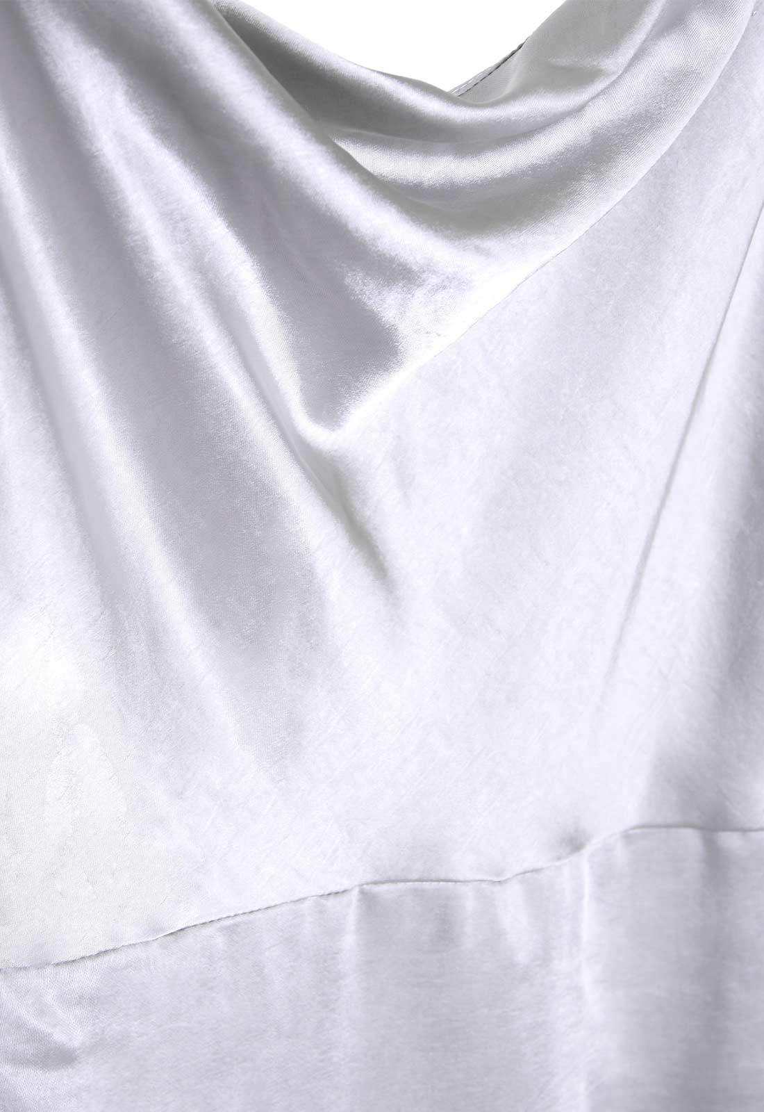 True Decadence Silver Satin Cowl Neck Maxi Dress-109745