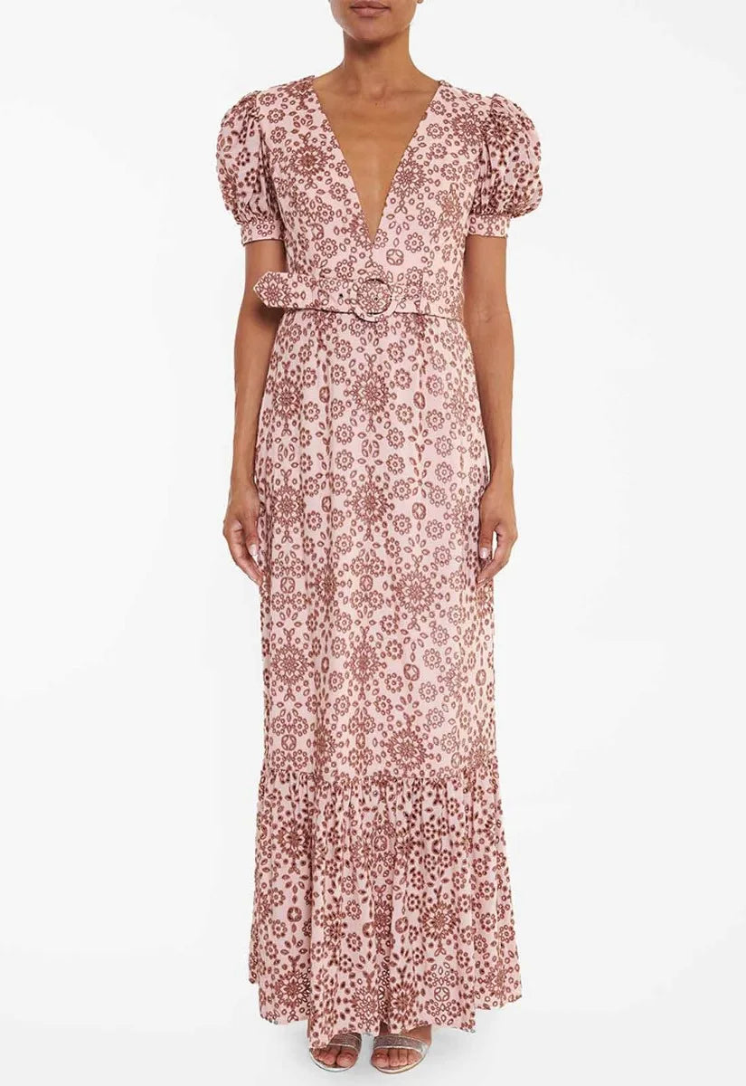 True Decadence Tan Broderie Anglaise Maxi Dress