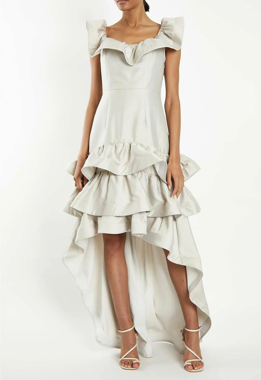 True Decadence Grey Waterfall Maxi Dress-0