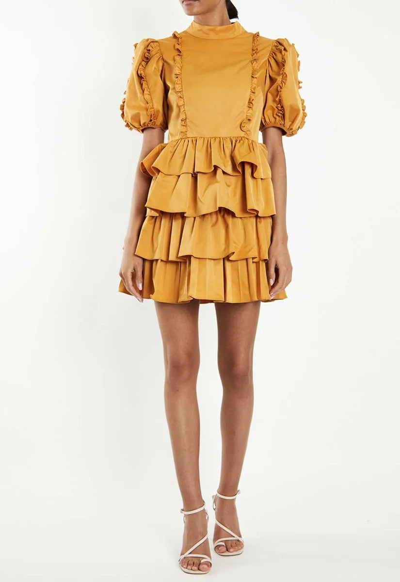 True Decadence Mustard Cocktail Dress