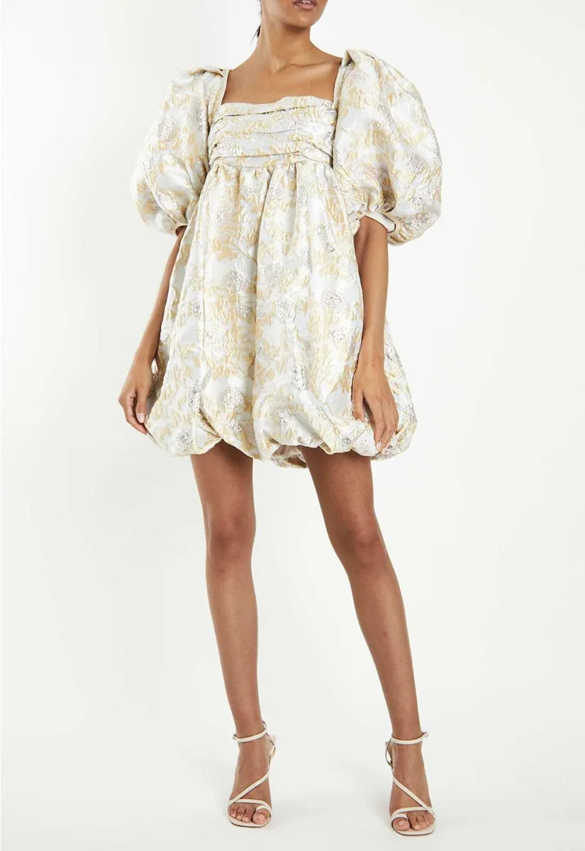 True Decadence Cream 80s Mini Dress