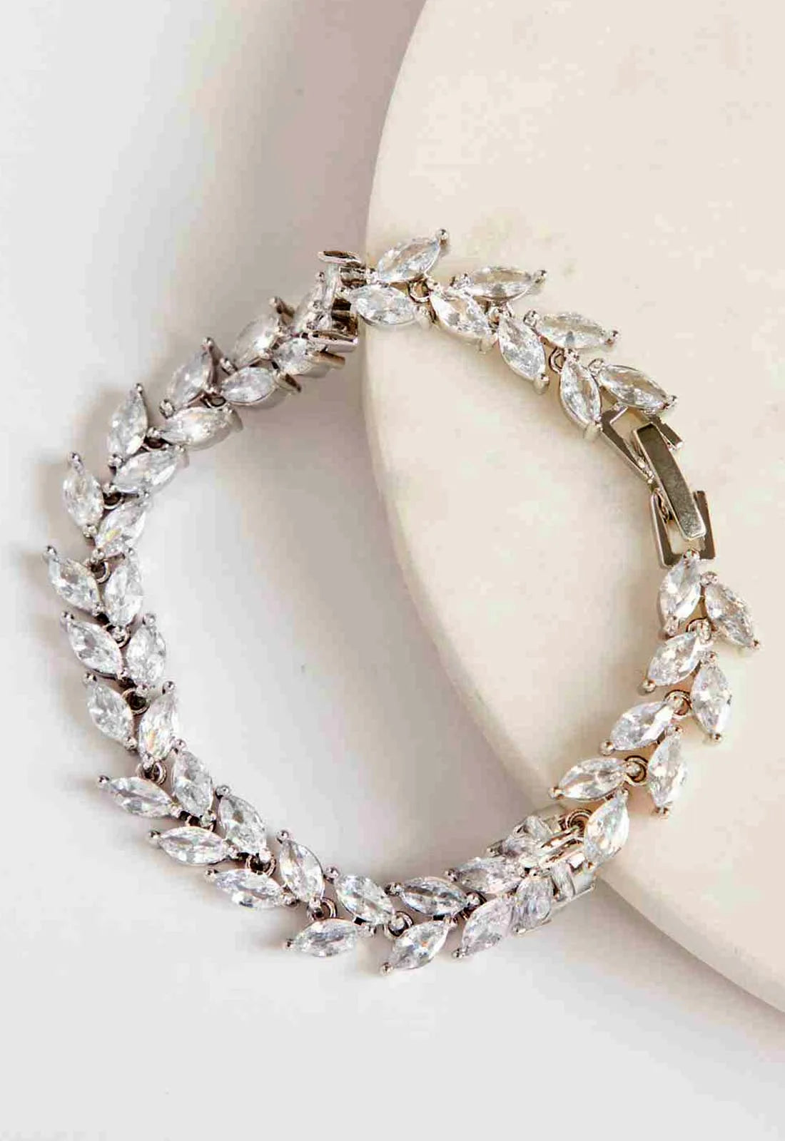 Always Chic Silver Crystal Leaf Tennis Bracelet-91651