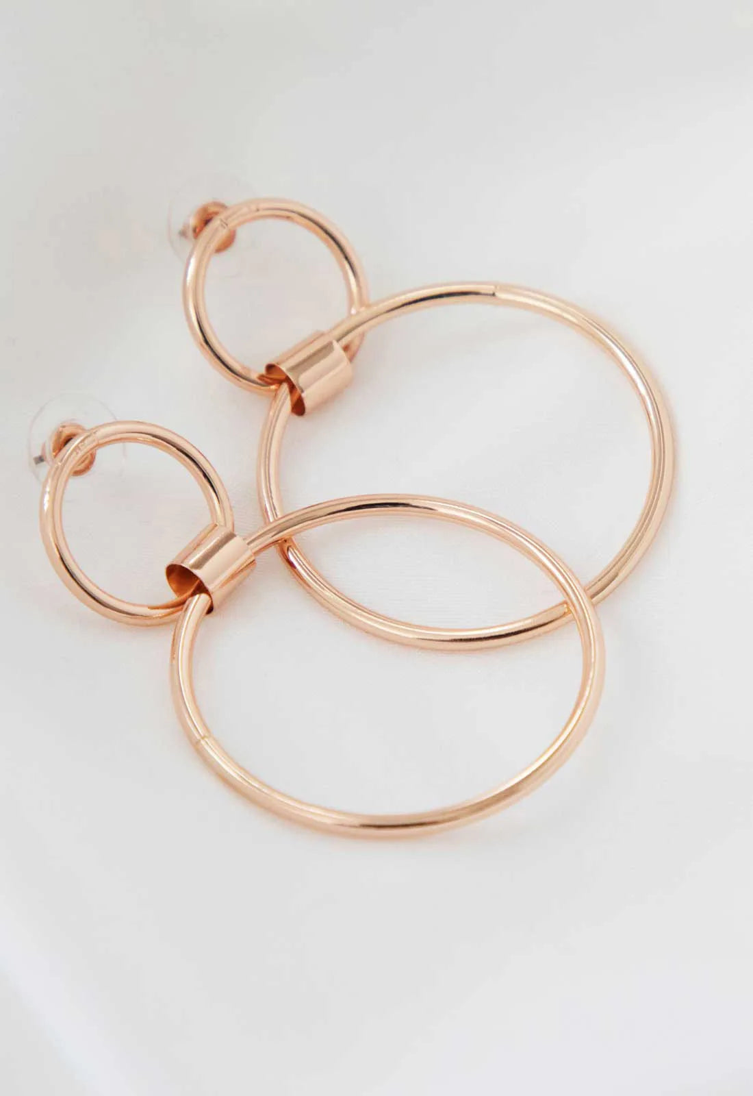 Always Chic Rose Gold Double Hoop Earrings-91682