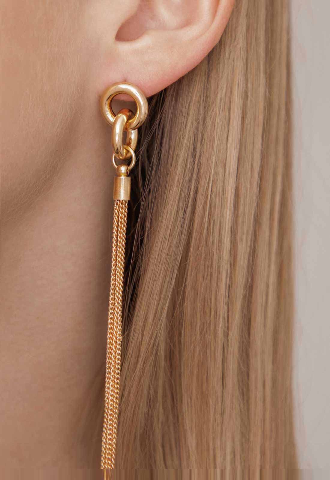 Always Chic Gold Knot and Tassel Earrings-91850