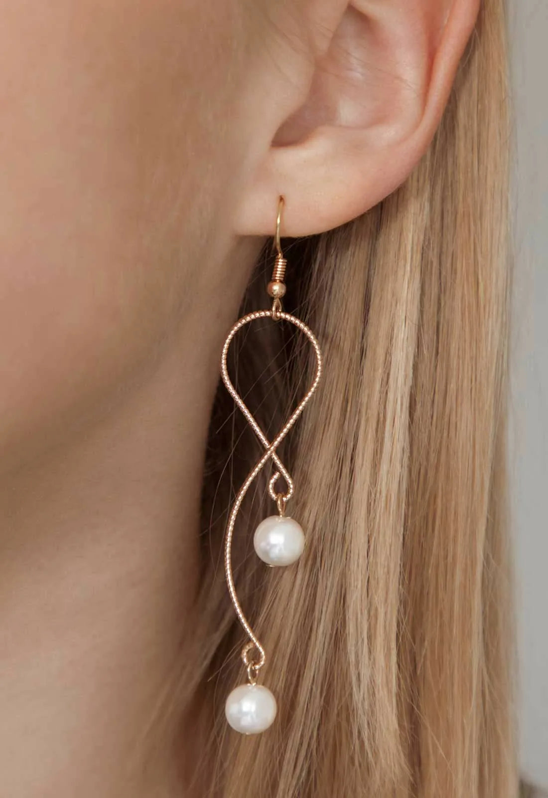 Always Chic Gold Pearl Snake Chain Earrings-91867