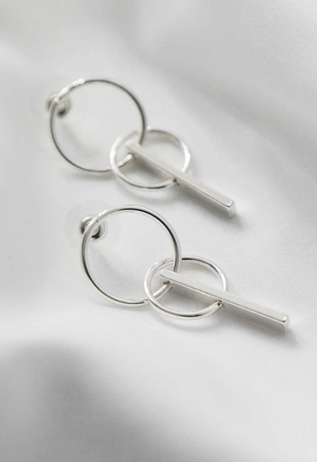 Always Chic Silver Interlocked Hoop Bar Earrings-0