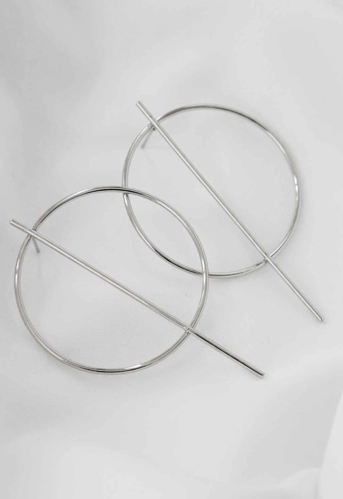 Always Chic Silver Bar Detail Hoop Earring-91615