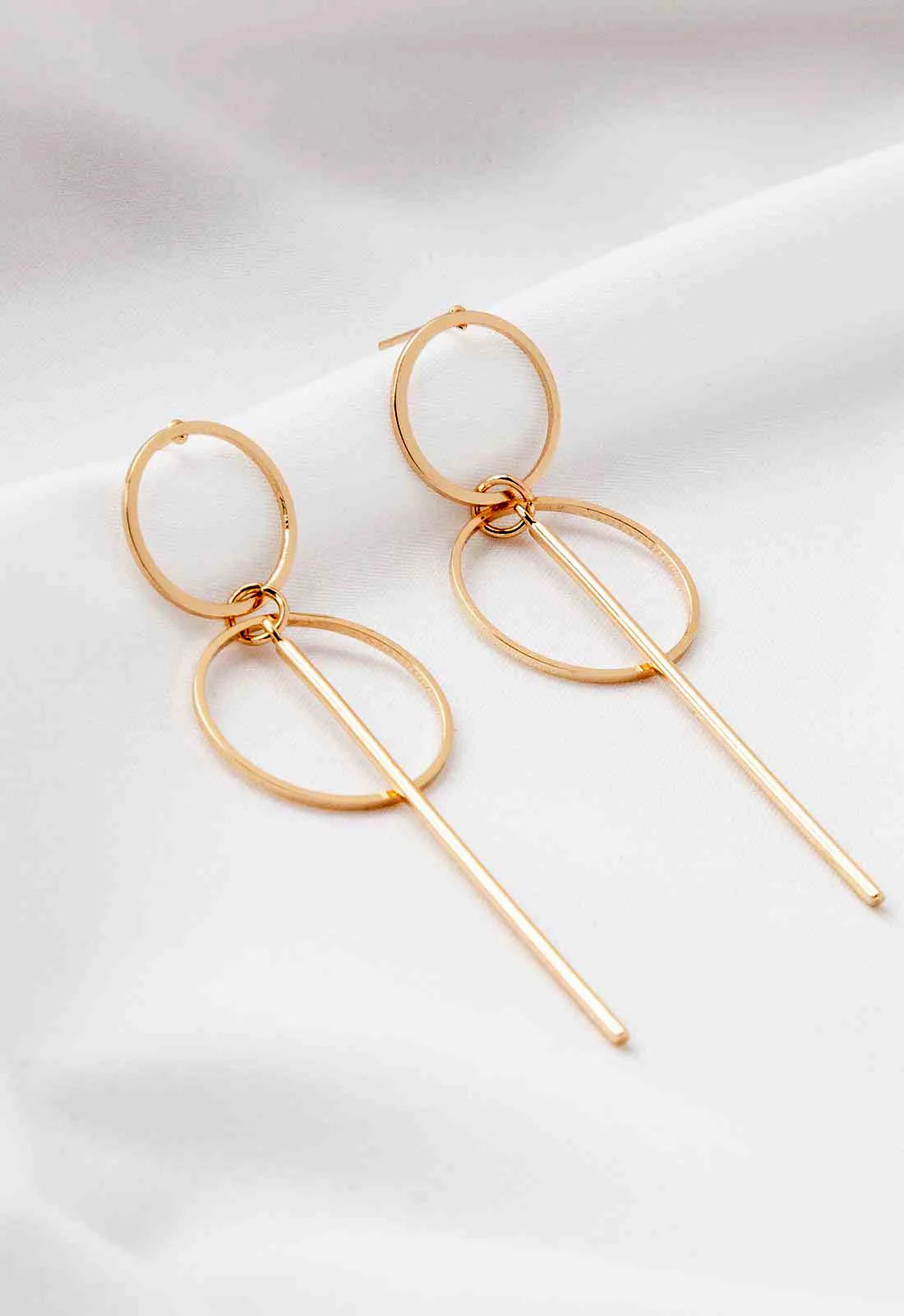 Always Chic Gold Bar Detail Double Hoop Earring-0