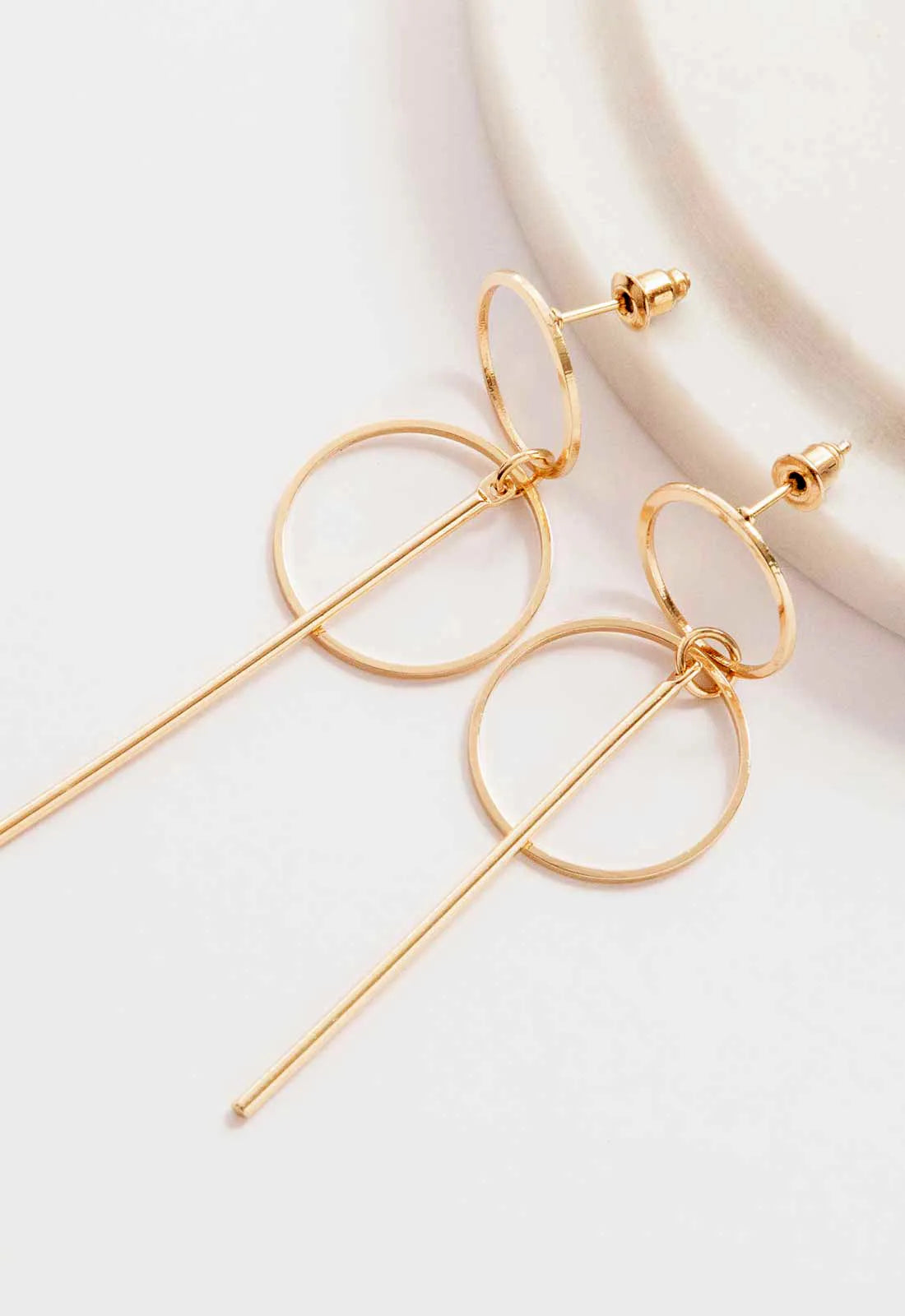 Always Chic Gold Bar Detail Double Hoop Earring-91610