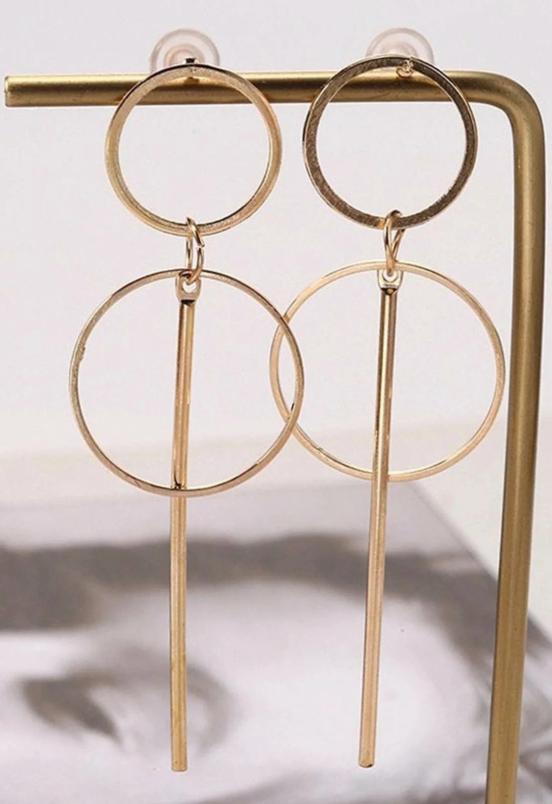 Always Chic Gold Bar Detail Double Hoop Earring-66136