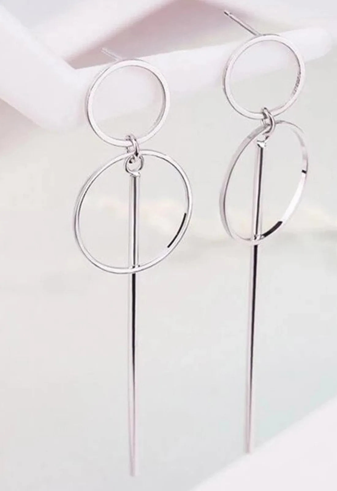 Always Chic Silver Bar Detail Double Hoop Earring-66137