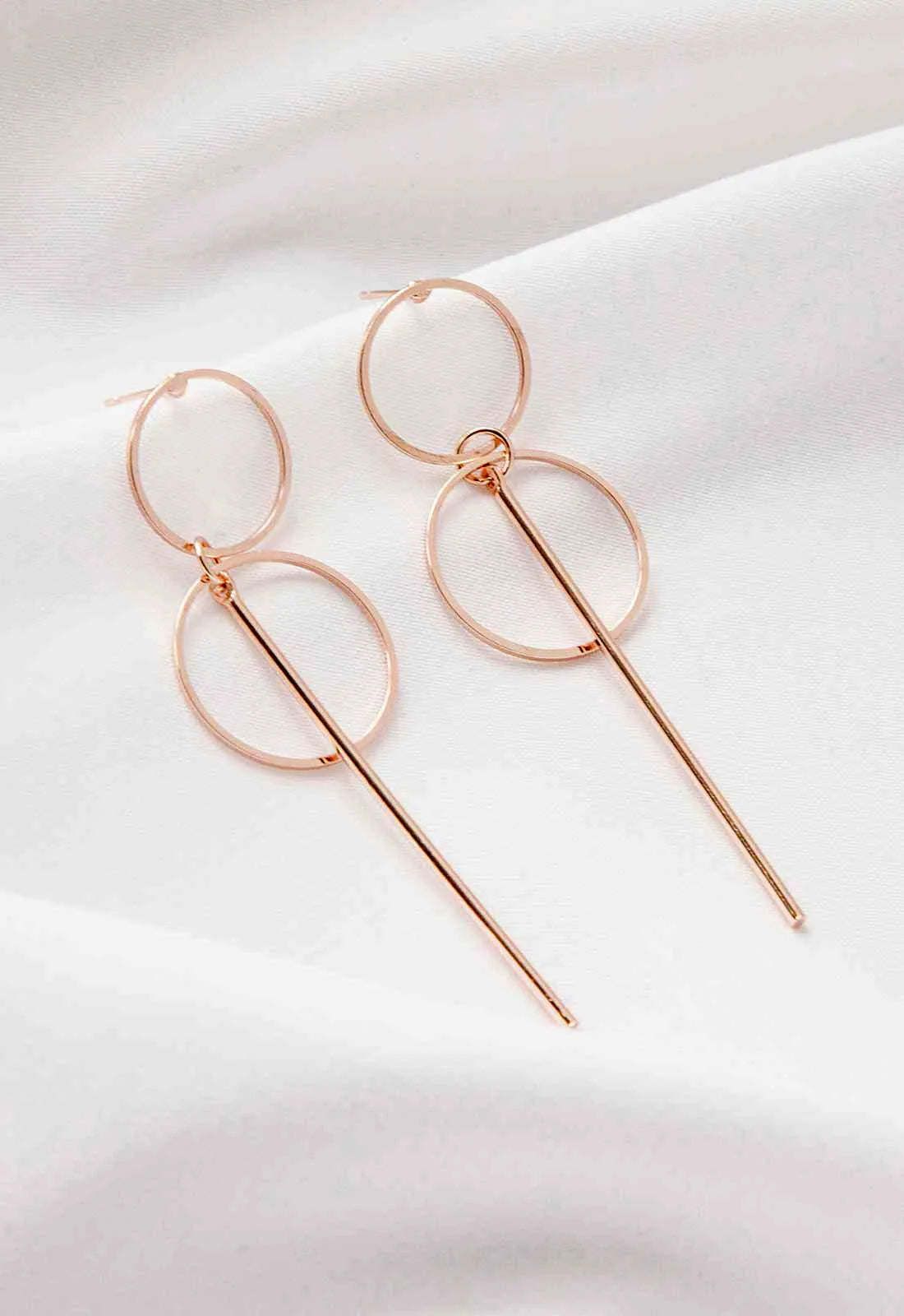 Always Chic Rose Gold Bar Double Hoop Earrings-0