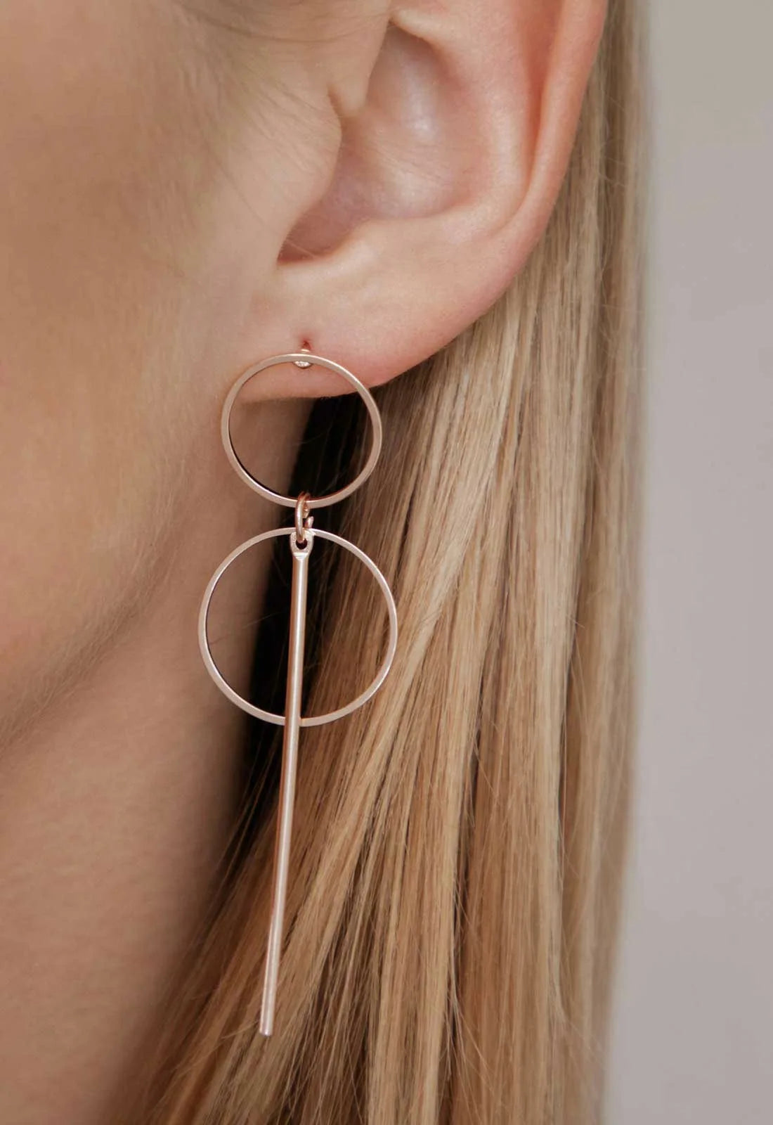 Always Chic Rose Gold Bar Double Hoop Earrings-91888