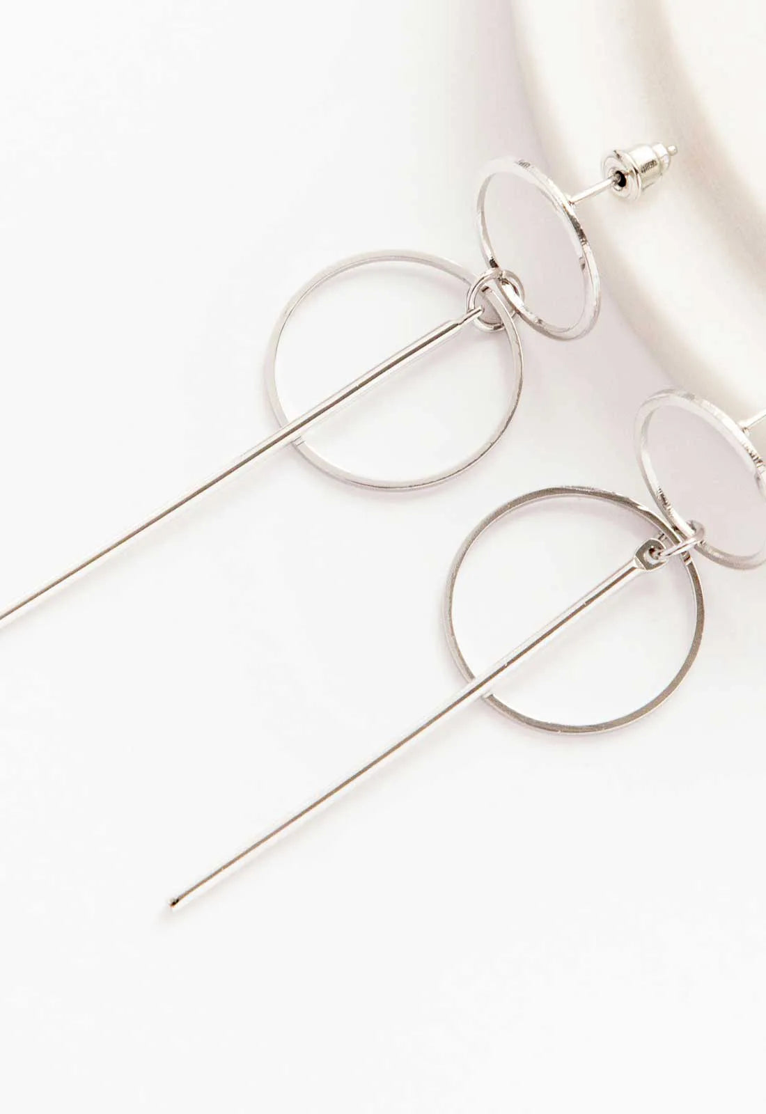 Always Chic Silver Bar Detail Double Hoop Earring-0