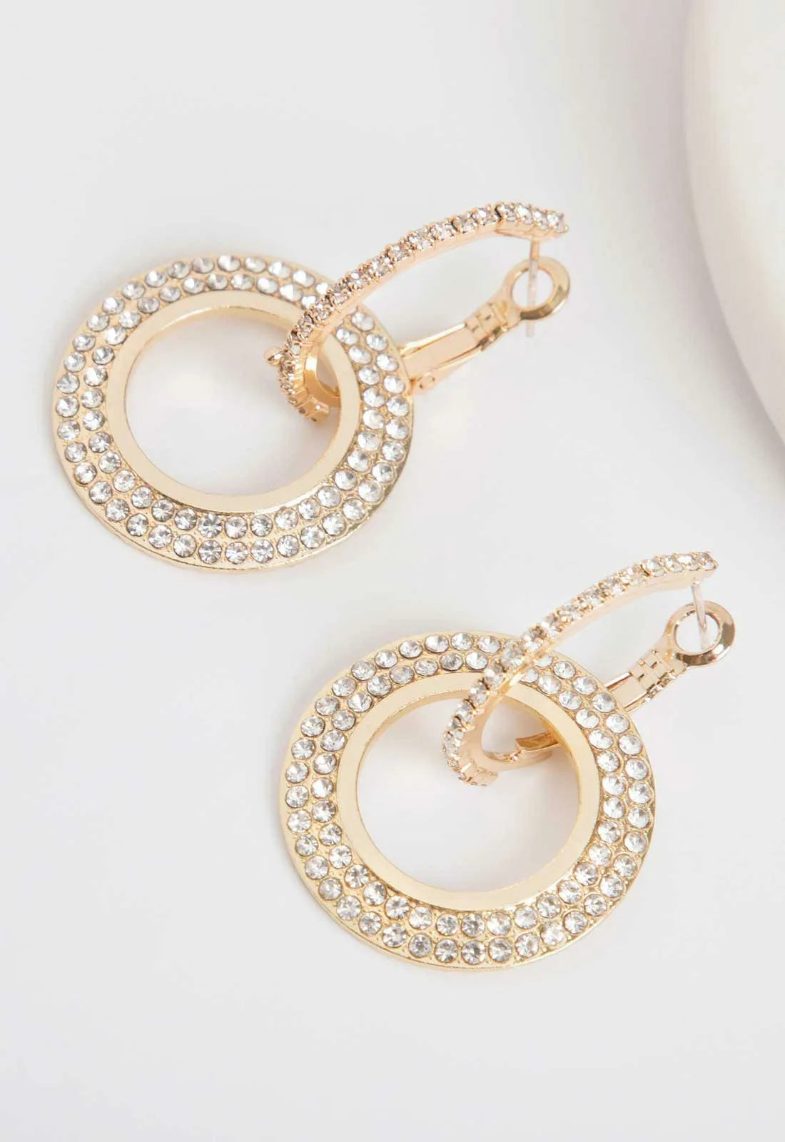 Always Chic Gold Crystal Double Hoop Earrings-0
