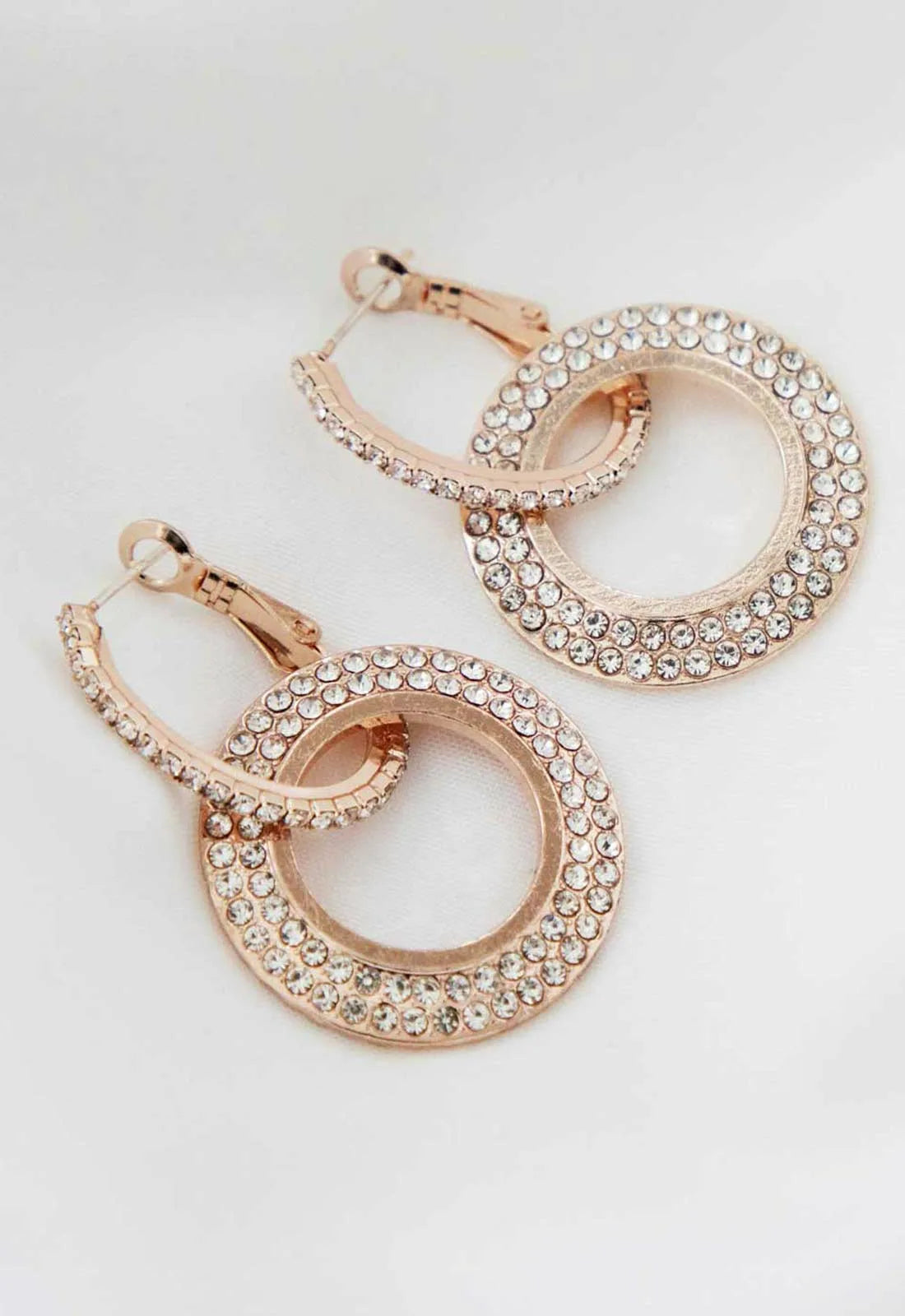 Always Chic Rose Gold Crystal Double Hoop Earrings-92067