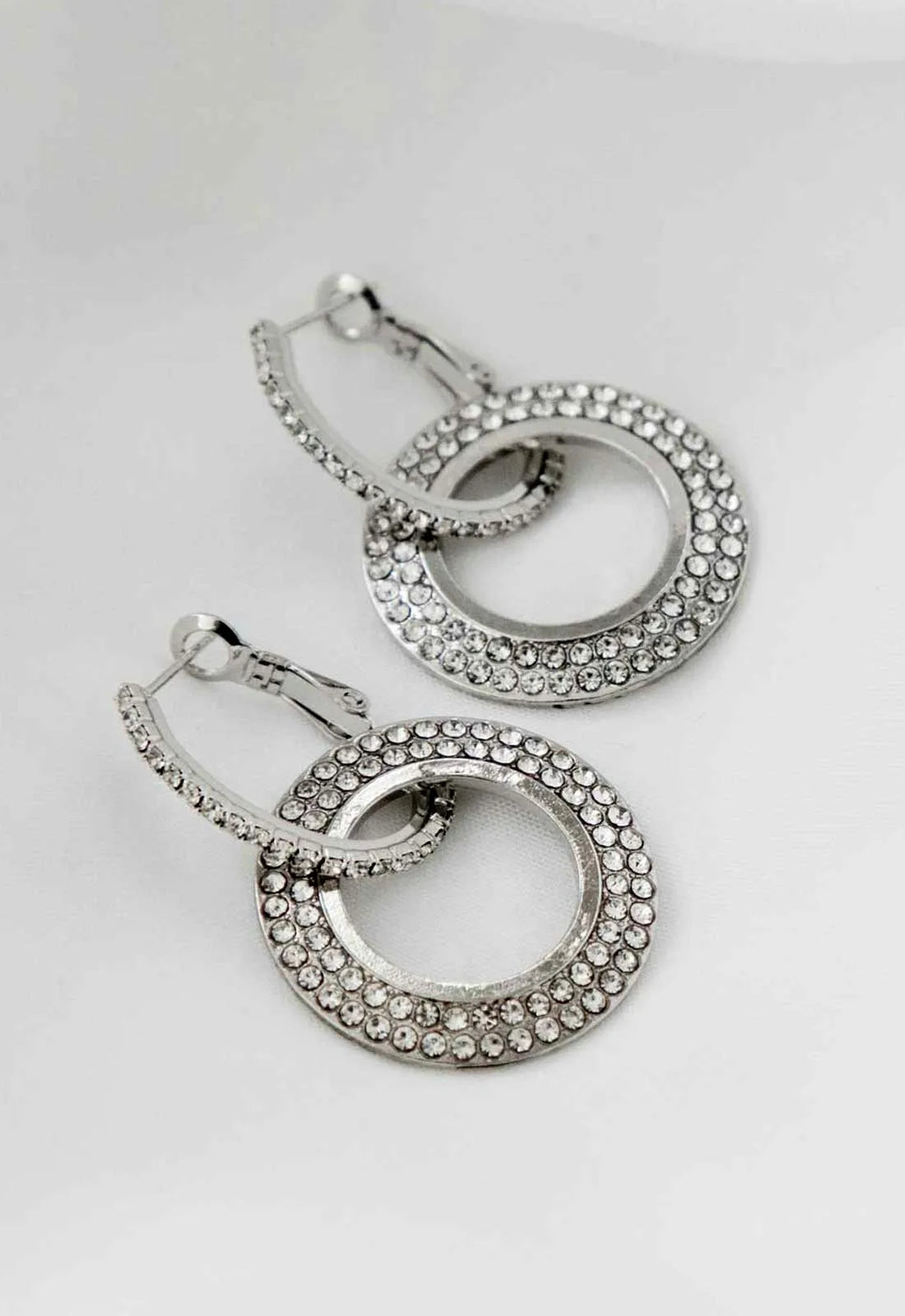 Always Chic Silver Crystal Double Hoop Earrings-92071