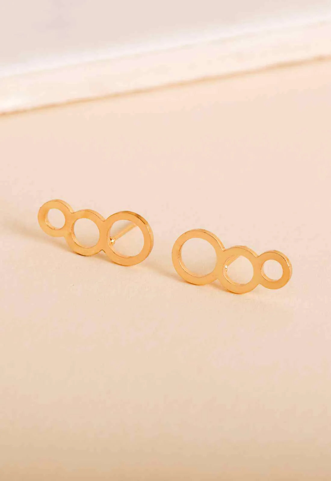 Always Chic Gold Triple Circle Climber Earrings-92074
