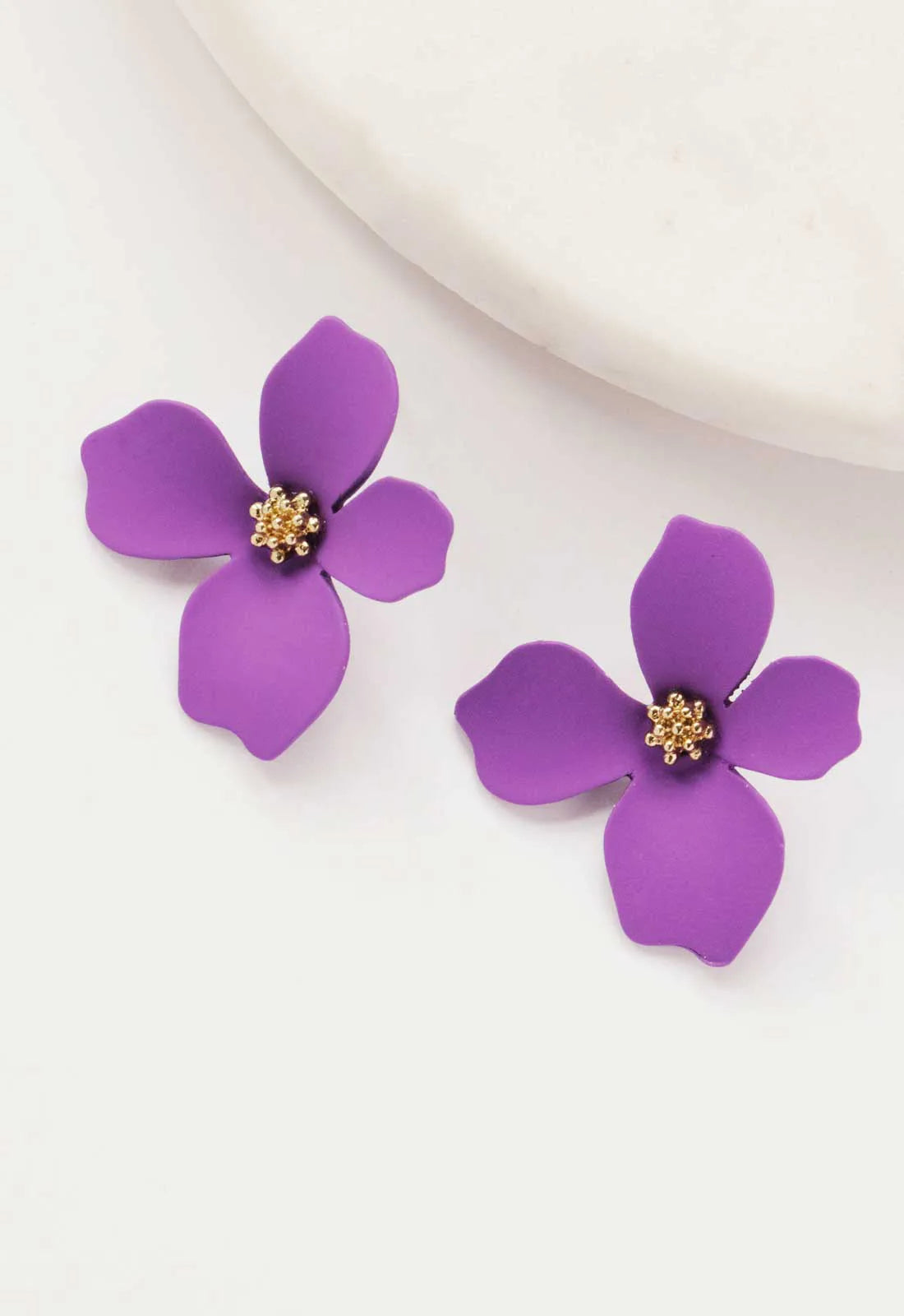 Always Chic Purple Flower Earrings-0