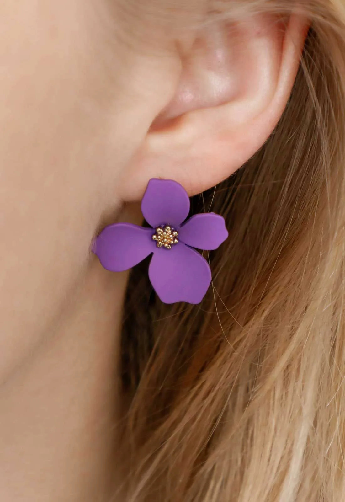 Always Chic Purple Flower Earrings-92101