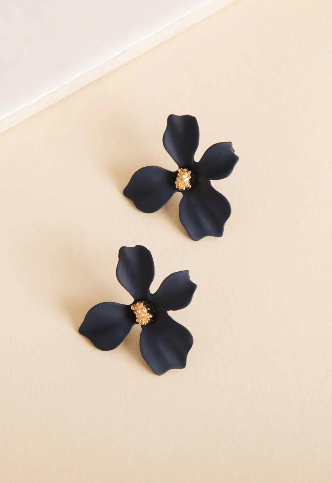 Always Chic Navy Flower Earrings-92111