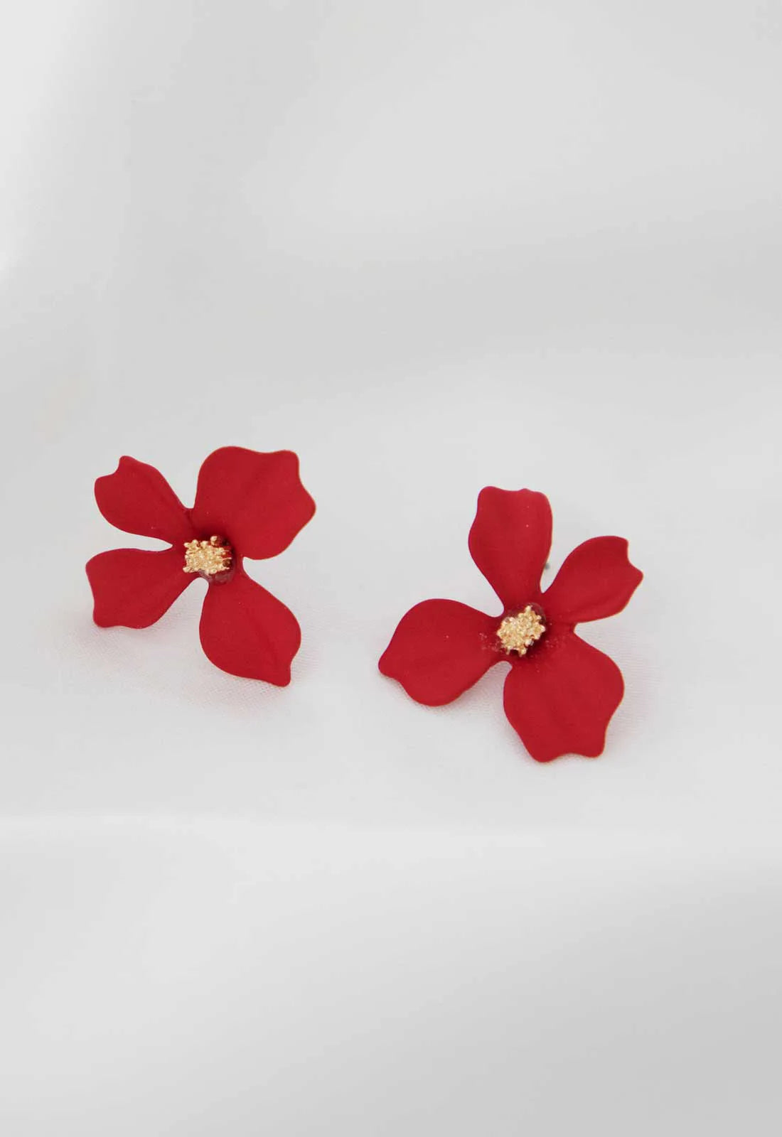 Always Chic Red 3D Floral Stud Earrings-91607