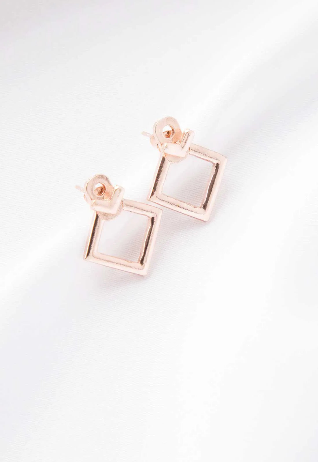 Always Chic Rose Gold Geometric Stud Earrings-92163