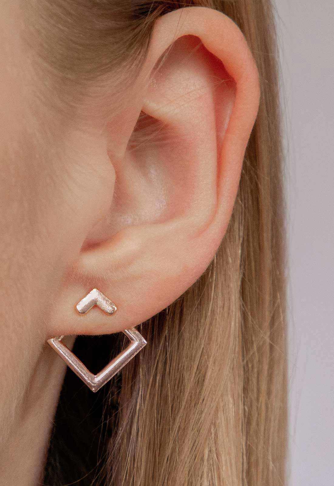 Always Chic Rose Gold Geometric Stud Earrings-92162