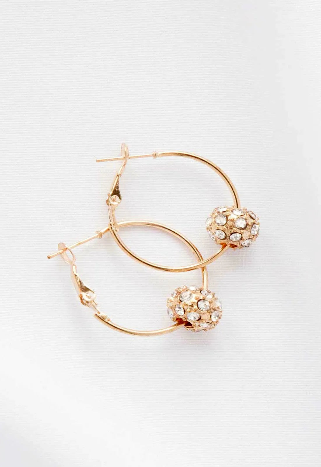 Always Chic Gold Crystal Ball Hoop Earrings-0