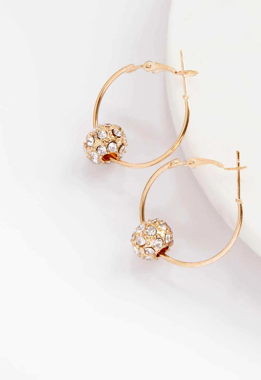 Always Chic Gold Crystal Ball Hoop Earrings-91621