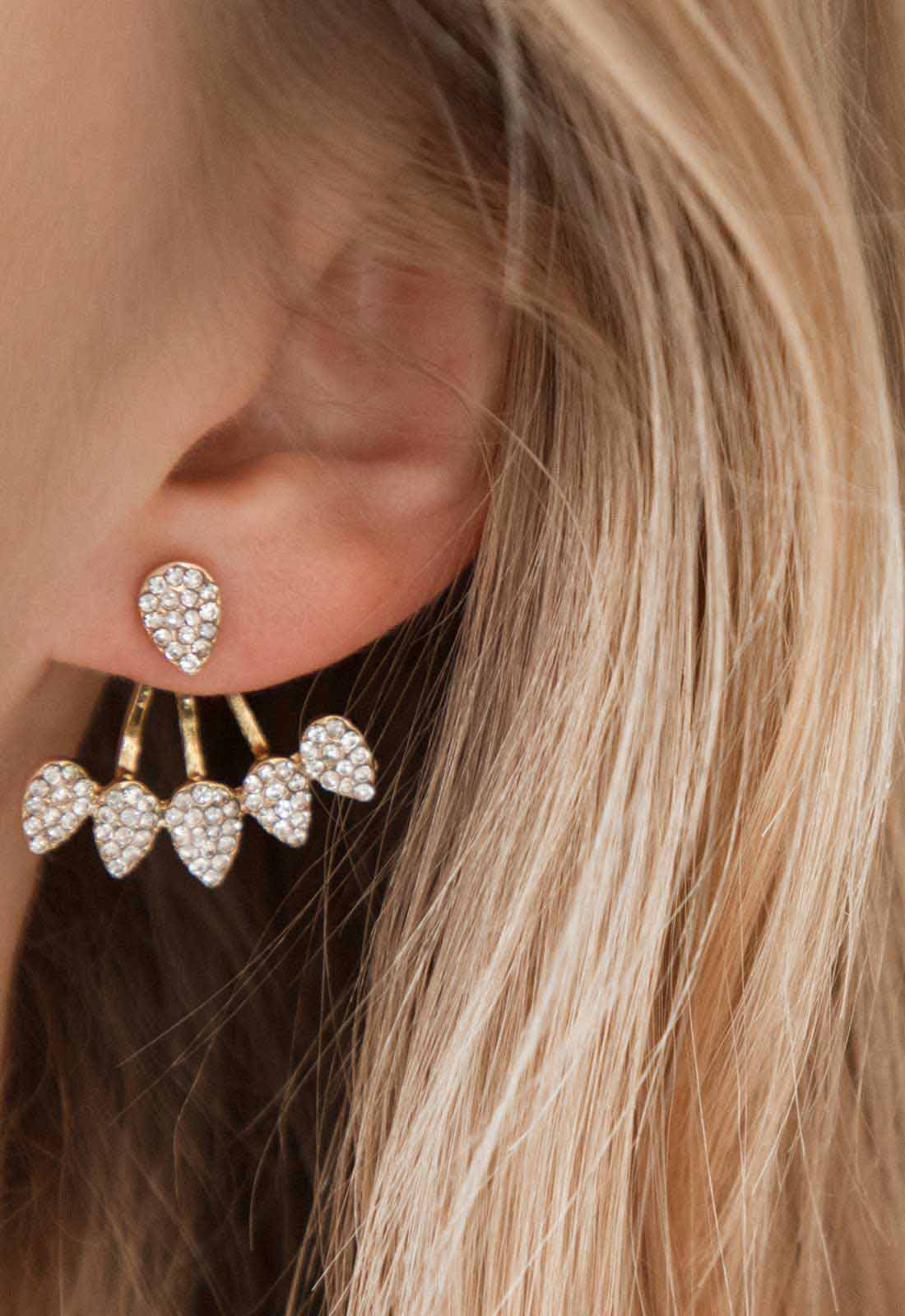 Always Chic Gold Petal Crystal Jacket Earrings-92175