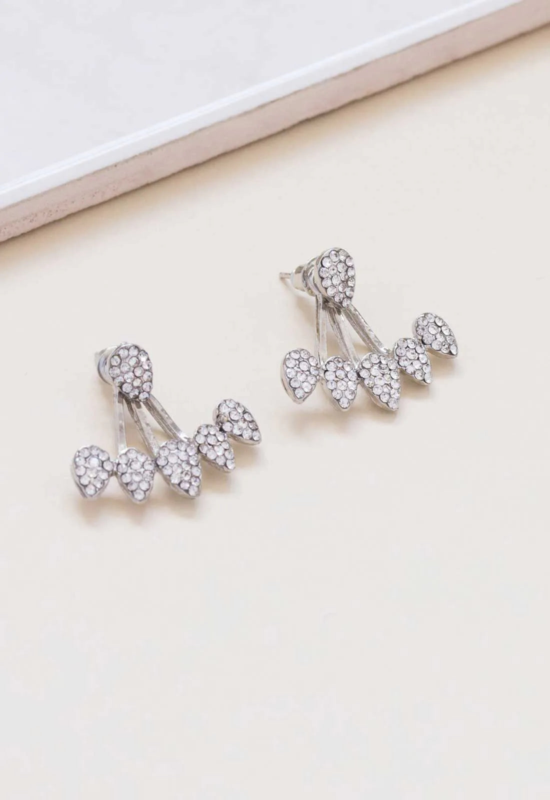 Always Chic Silver Petal Crystal Jacket Earrings-0