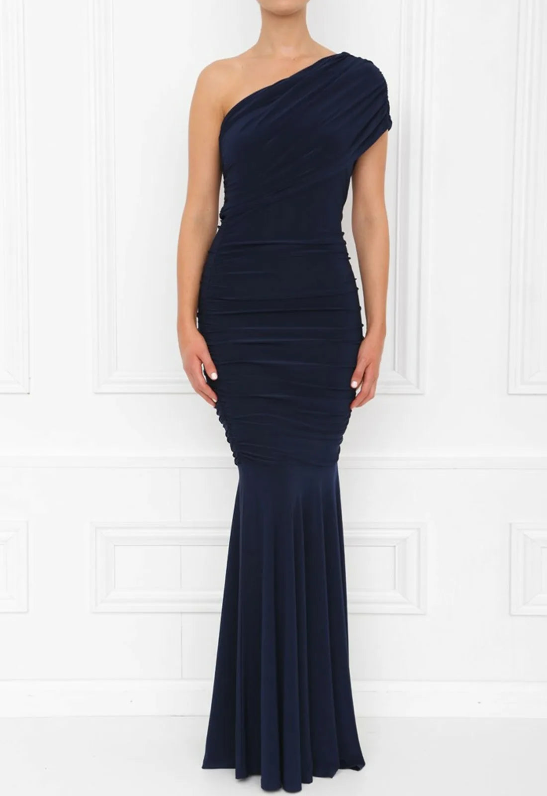 Honor Gold Alice Navy One Shouldered Fishtail Maxi dress -40134